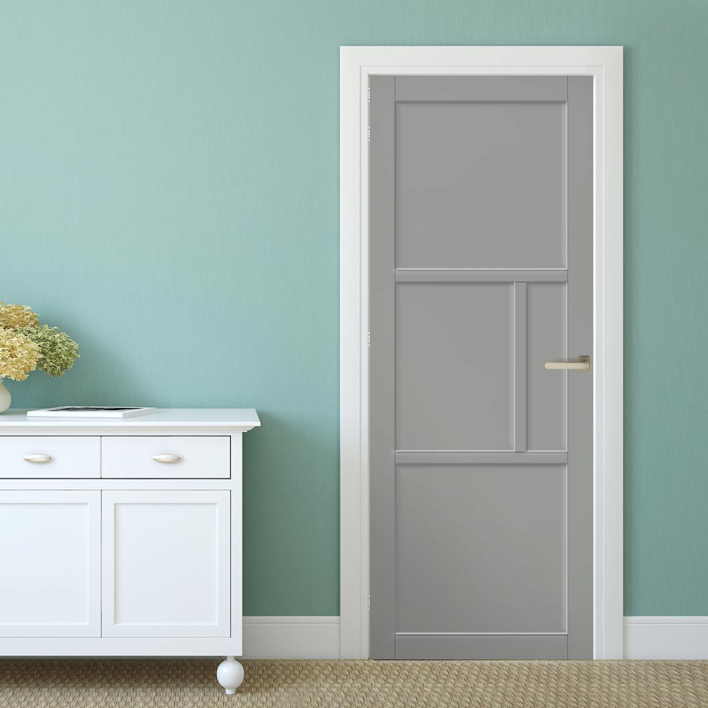 Breda 4 Panel Solid Wood Internal Door UK Made DD6439 - Eco-Urban® Mist Grey Premium Primed