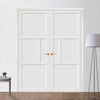 Breda 4 Panel Solid Wood Internal Door Pair UK Made DD6439 - Eco-Urban® Cloud White Premium Primed