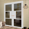 Breda 3 Pane 1 Panel Solid Wood Internal Door Pair UK Made DD6439 - Tinted Glass - Eco-Urban® Cloud White Premium Primed
