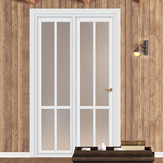 Image: Urban Ultimate® Room Divider Bronx 4 Pane Door DD6315F - Frosted Glass with Matching Side - Colour & Size Options