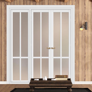 Image: Urban Ultimate® Room Divider Bronx 4 Pane Door Pair DD6315F - Frosted Glass with Matching Side - Colour & Size Options