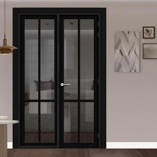 Image: Urban Ultimate® Room Divider Bronx 4 Pane Door DD6315T - Tinted Glass with Full Glass Side - Colour & Size Options