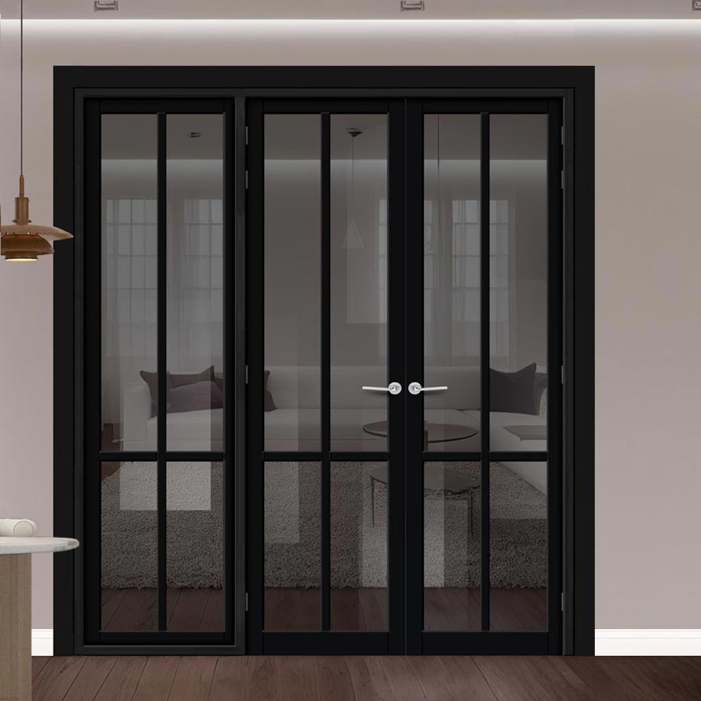 Urban Ultimate® Room Divider Bronx 4 Pane Door Pair DD6315T - Tinted Glass with Full Glass Side - Colour & Size Options