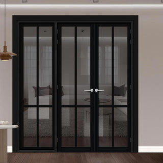 Image: Urban Ultimate® Room Divider Bronx 4 Pane Door Pair DD6315T - Tinted Glass with Full Glass Side - Colour & Size Options