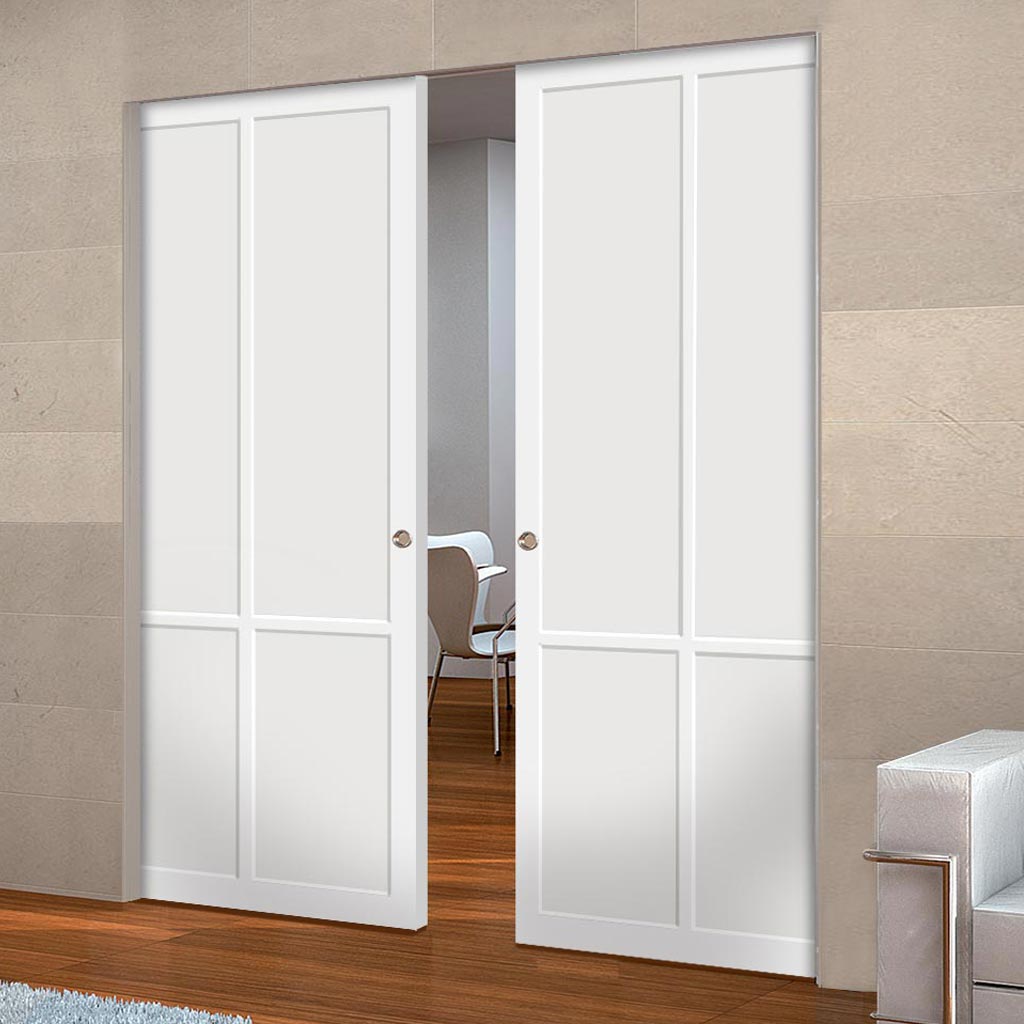 Handmade Eco-Urban® Bronx 4 Panel Double Absolute Evokit Pocket Door DD6315 - Colour & Size Options