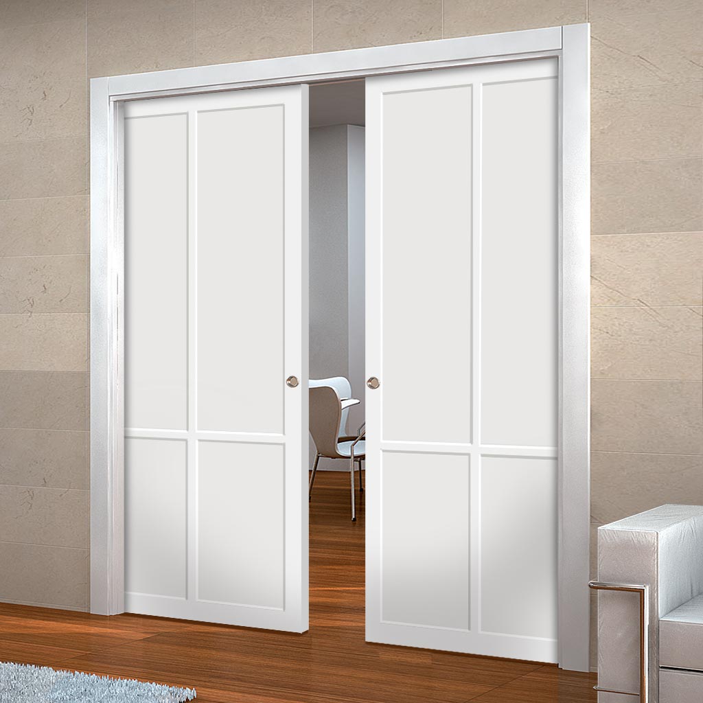 Handmade Eco-Urban® Bronx 4 Panel Double Evokit Pocket Door DD6315 - Colour & Size Options