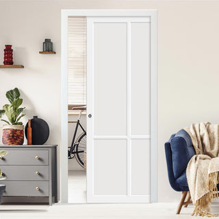 Image: Bespoke Handmade Eco-Urban® Bronx 4 Panel Single Evokit Pocket Door DD6315 - Colour Options