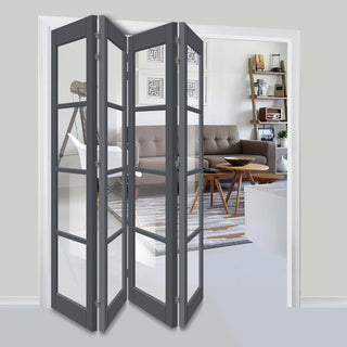 Image: Four Folding Door & Frame Kit - Eco-Urban® Brooklyn 4 Pane DD6204C 4+0 - Clear Glass - Colour & Size Options