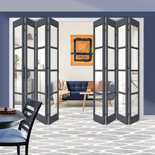 Image: Eight Folding Door & Frame Kit - Eco-Urban® Brooklyn 4 Pane DD6204C 4+4 - Clear Glass - Colour & Size Options