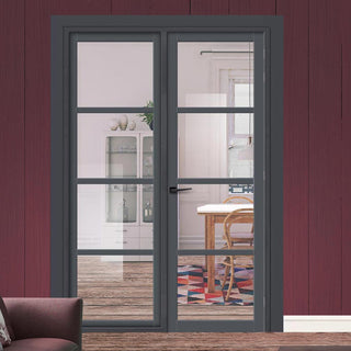 Image: Urban Ultimate® Room Divider Brooklyn 4 Pane Door DD6308C with Matching Side - Clear Glass - Colour & Height Options
