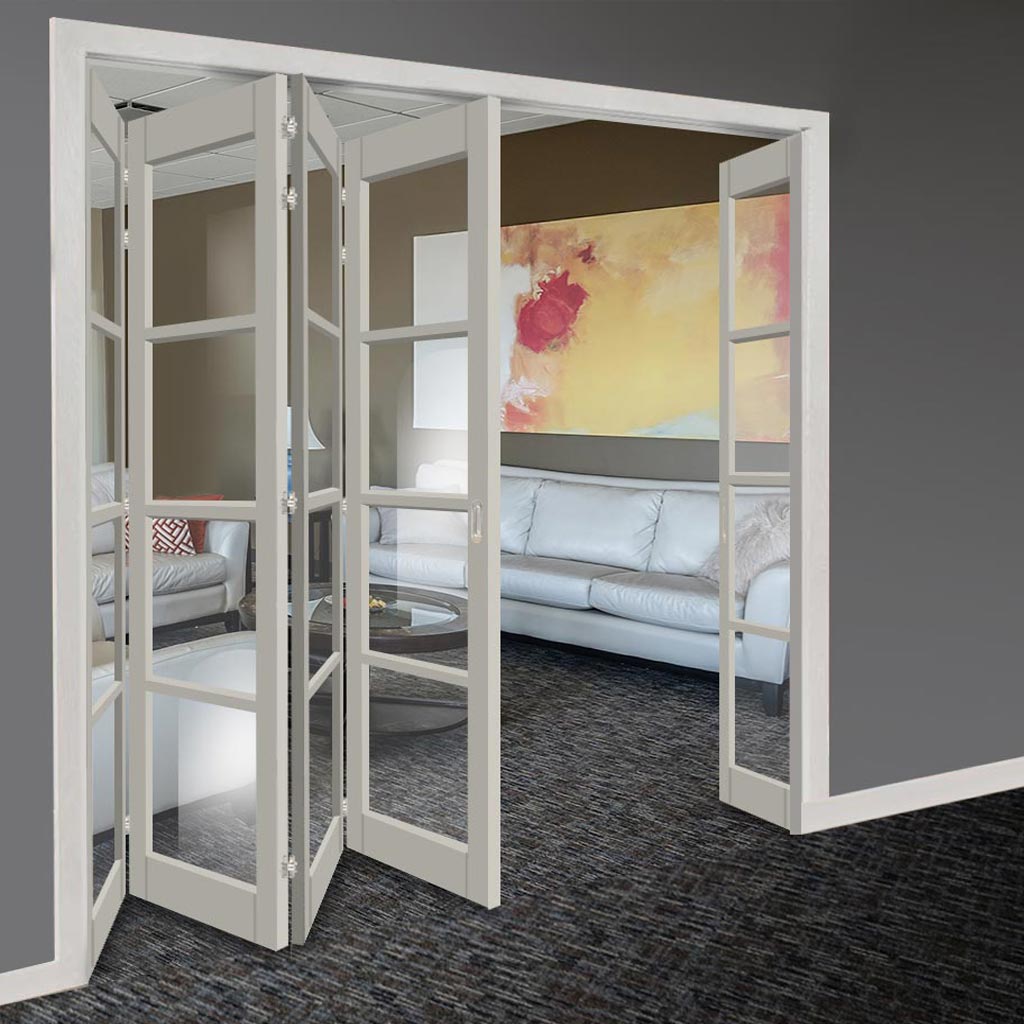 Five Folding Door & Frame Kit - Eco-Urban® Brooklyn 4 Pane DD6204C 4+1 - Clear Glass - Colour & Size Options