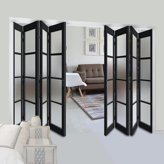 Image: Eight Folding Door & Frame Kit - Eco-Urban® Brooklyn 4 Pane DD6204F 4+4 - Frosted Glass - Colour & Size Options