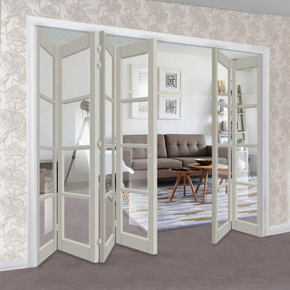 Image: Six Folding Door & Frame Kit - Eco-Urban® Brooklyn 4 Pane DD6204C 4+2 - Clear Glass - Colour & Size Options