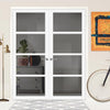 Brooklyn 4 Pane Solid Wood Internal Door Pair UK Made DD6308 - Tinted Glass - Eco-Urban® Cloud White Premium Primed