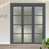 Urban Ultimate® Room Divider Brooklyn 4 Pane Door Pair DD6308F - Frosted Glass with Full Glass Side - Colour & Size Options