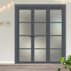 Urban Ultimate® Room Divider Brooklyn 4 Pane Door Pair DD6308F - Frosted Glass with Matching Side - Colour & Size Options