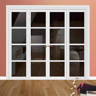 Image: Urban Ultimate® Room Divider Brooklyn 4 Pane Door Pair DD6308T - Tinted Glass with Matching Sides - Colour & Size Options