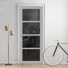 Brooklyn 4 Pane Solid Wood Internal Door UK Made DD6308 - Tinted Glass - Eco-Urban® Mist Grey Premium Primed