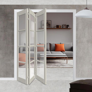Image: Three Folding Door & Frame Kit - Eco-Urban Brooklyn 4 Pane DD6204C 3+0 - Clear Glass - 4 Size & Colour Options