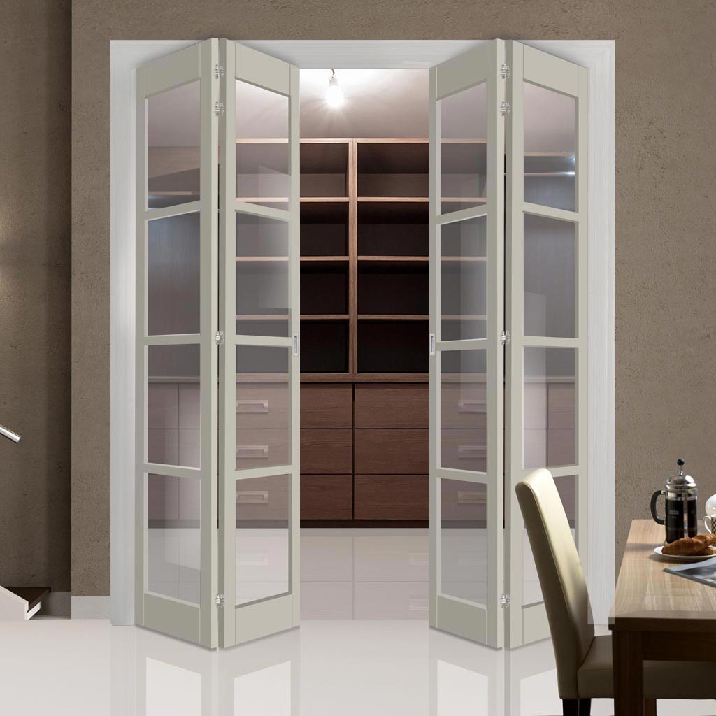 Four Folding Door & Frame Kit - Eco-Urban® Brooklyn 4 Pane DD6204C 2+2 - Clear Glass - Colour & Size Options