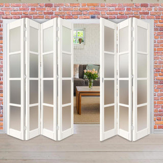 Image: Seven Folding Door & Frame Kit - Eco-Urban® Brooklyn 4 Pane DD6204F 4+3 - Frosted Glass - Colour & Size Options