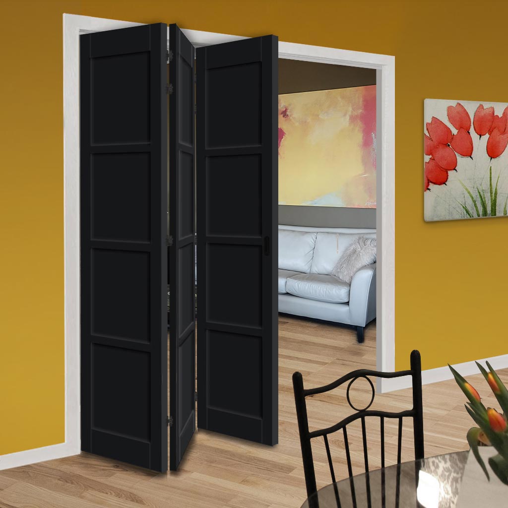 Three Folding Door & Frame Kit - Eco-Urban® Brooklyn 4 Panel DD6204P 3+0 - Colour & Size Options