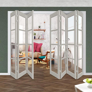Image: Seven Folding Door & Frame Kit - Eco-Urban® Brooklyn 4 Pane DD6204C 4+3 - Clear Glass - Colour & Size Options
