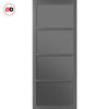 Brooklyn 4 Pane Solid Wood Internal Door Pair UK Made DD6308 - Tinted Glass - Eco-Urban® Stormy Grey Premium Primed