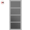 Brooklyn 4 Pane Solid Wood Internal Door Pair UK Made DD6308 - Tinted Glass - Eco-Urban® Mist Grey Premium Primed