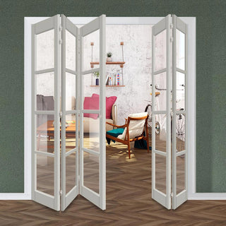 Image: Five Folding Door & Frame Kit - Eco-Urban® Brooklyn 4 Pane DD6204C 3+2 - Clear Glass - Colour & Size Options