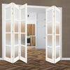 Five Folding Door & Frame Kit - Eco-Urban® Brooklyn 4 Pane DD6204F 3+2 - Frosted Glass - Colour & Size Options