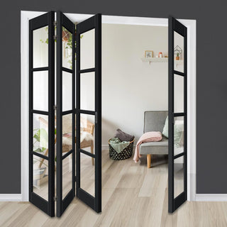 Image: Four Folding Door & Frame Kit - Eco-Urban® Brooklyn 4 Pane DD6204C 3+1 - Clear Glass - Colour & Size Options