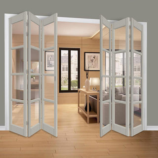 Image: Six Folding Door & Frame Kit - Eco-Urban® Brooklyn 4 Pane DD6204C 3+3 - Clear Glass - Colour & Size Options