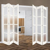 Six Folding Door & Frame Kit - Eco-Urban® Brooklyn 4 Pane DD6204F 3+3 - Frosted Glass - Colour & Size Options