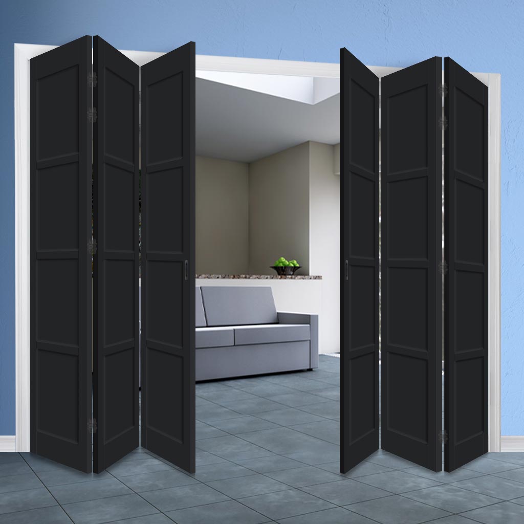 Six Folding Door & Frame Kit - Eco-Urban® Brooklyn 4 Panel DD6204P 3+3 - Colour & Size Options