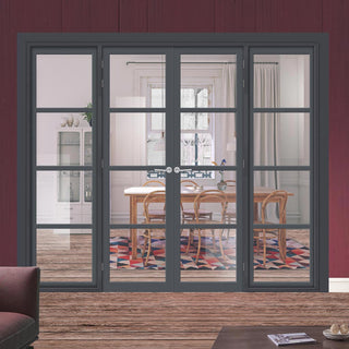 Image: Urban Ultimate® Room Divider Brooklyn 4 Pane Door Pair DD6308C with Matching Sides - Clear Glass - Colour & Height Options
