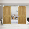 Saturn Tubular Stainless Steel Sliding Track & Bury Oak Double Door - Prefinished