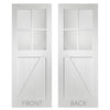Frame Ledged and Braced Cottage Single Evokit Pocket Door - Clear Glass - White Primed