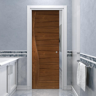 Image: Cadiz Contemporary Design Single Evokit Pocket Door - Walnut Prefinished