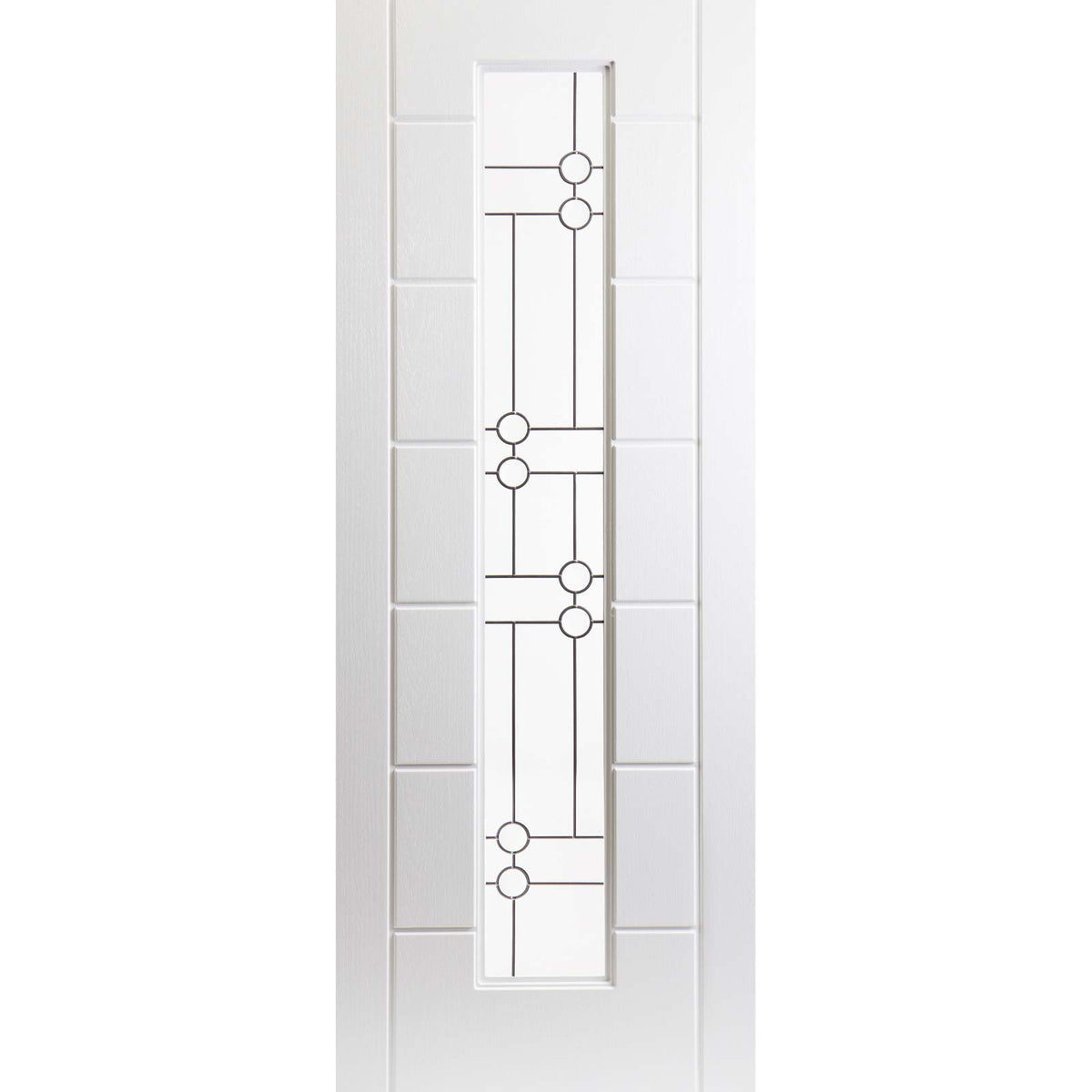 White PVC cairngorm lightly grained door linton style glass