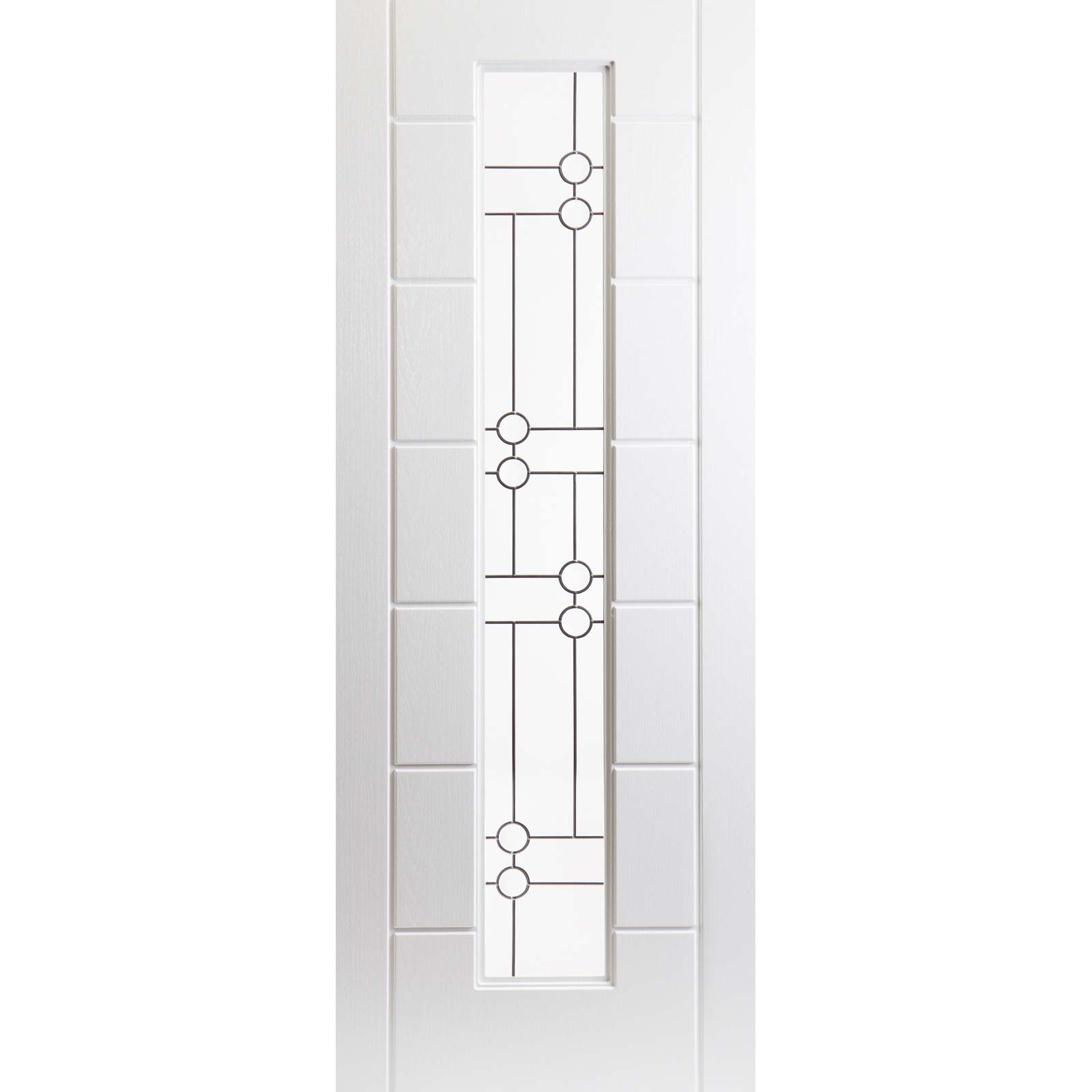 White PVC cairngorm lightly grained door linton style glass