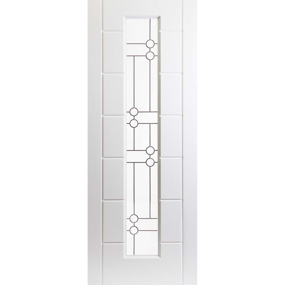 White PVC cairngorm lightly grained door linton style glass