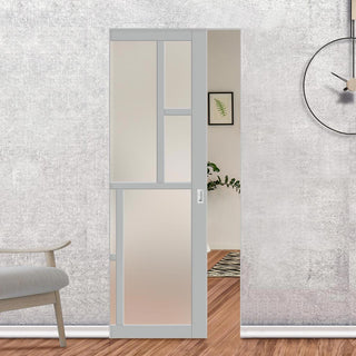Image: Handmade Eco-Urban® Cairo 6 Pane Single Absolute Evokit Pocket Door DD6419SG Frosted Glass - Colour & Size Options