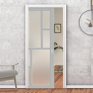 Image: Handmade Eco-Urban® Cairo 6 Pane Single Evokit Pocket Door DD6419SG Frosted Glass - Colour & Size Options