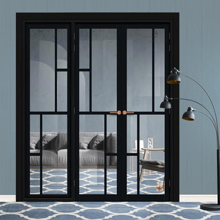 Image: Urban Ultimate® Room Divider Cairo 6 Pane Door Pair DD6419C with Matching Side - Clear Glass - Colour & Height Options