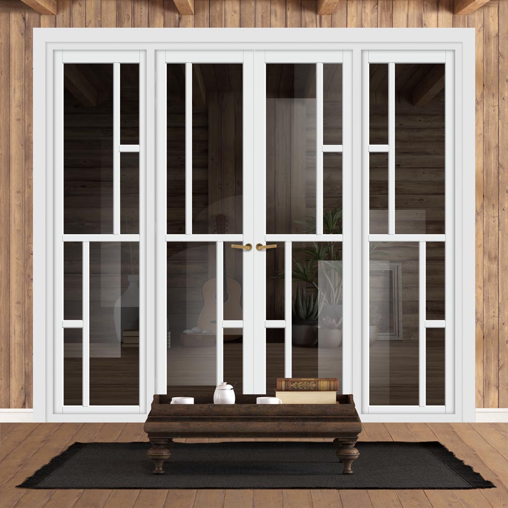 Urban Ultimate® Room Divider Cairo 6 Pane Door Pair DD6419T - Tinted Glass with Matching Sides - Colour & Size Options