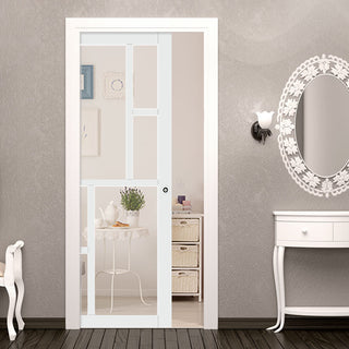 Image: Handmade Eco-Urban® Cairo 6 Pane Single Evokit Pocket Door DD6419G Clear Glass - Colour & Size Options