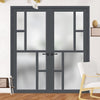 Handmade Eco-Urban Cairo 6 Pane Door Pair DD6419SG Frosted Glass - Dark Grey Premium Primed