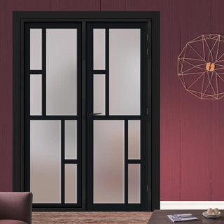 Image: Urban Ultimate® Room Divider Cairo 6 Pane Door DD6419F - Frosted Glass with Full Glass Side - Colour & Size Options