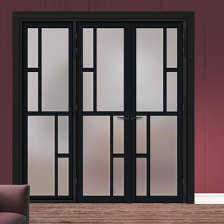 Image: Urban Ultimate® Room Divider Cairo 6 Pane Door Pair DD6419F - Frosted Glass with Full Glass Side - Colour & Size Options